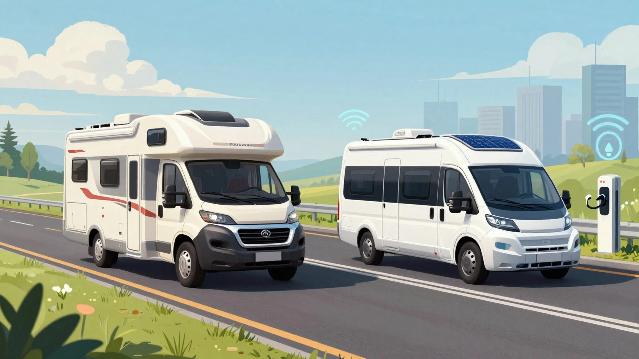 Comparison of traditional diesel vs future electric motorhome