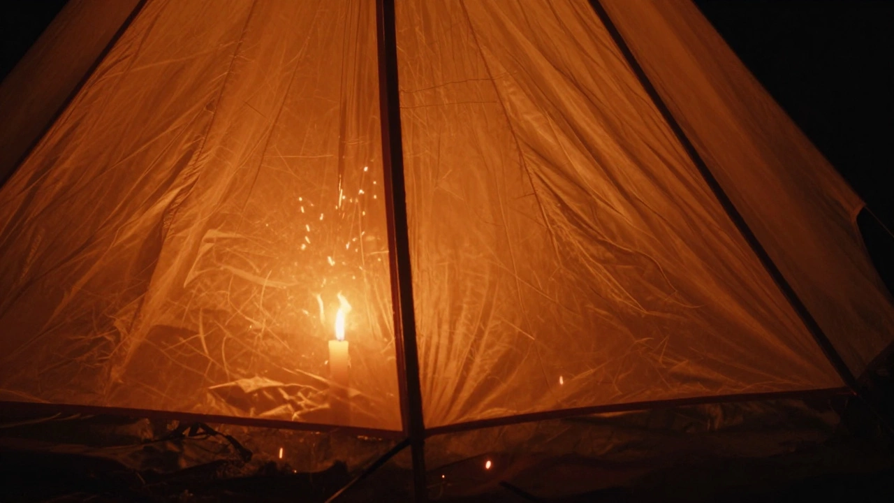 Candle causing fire hazard inside nylon tent wall