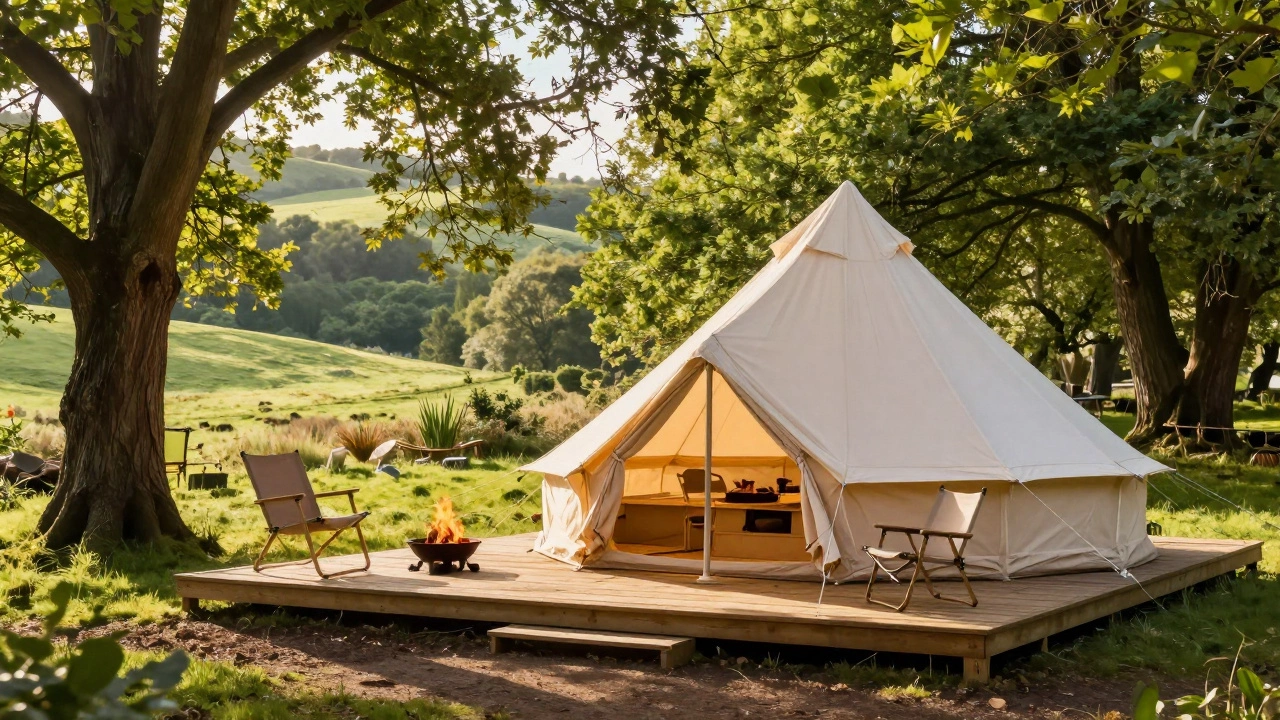Cozy legal glamping yurt in sunny woodland clearing