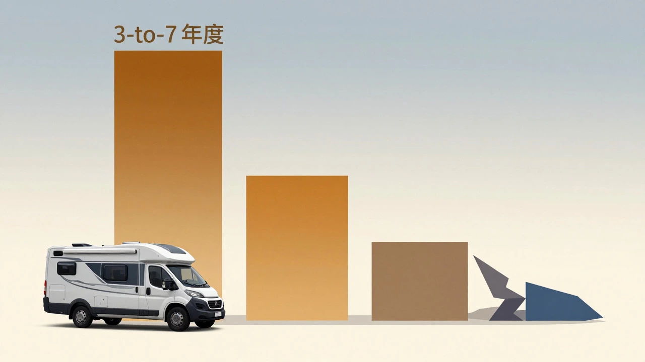 Abstract art showing the changing value and risk profile of motorhome ownership