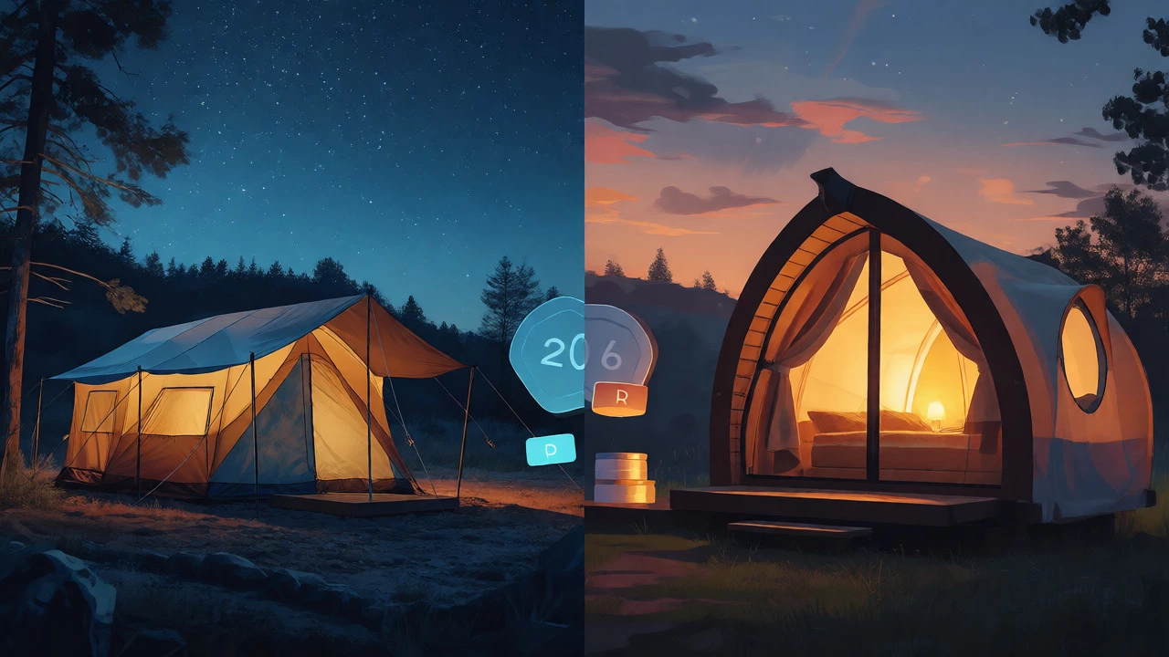 Comparison of tent and glamping options